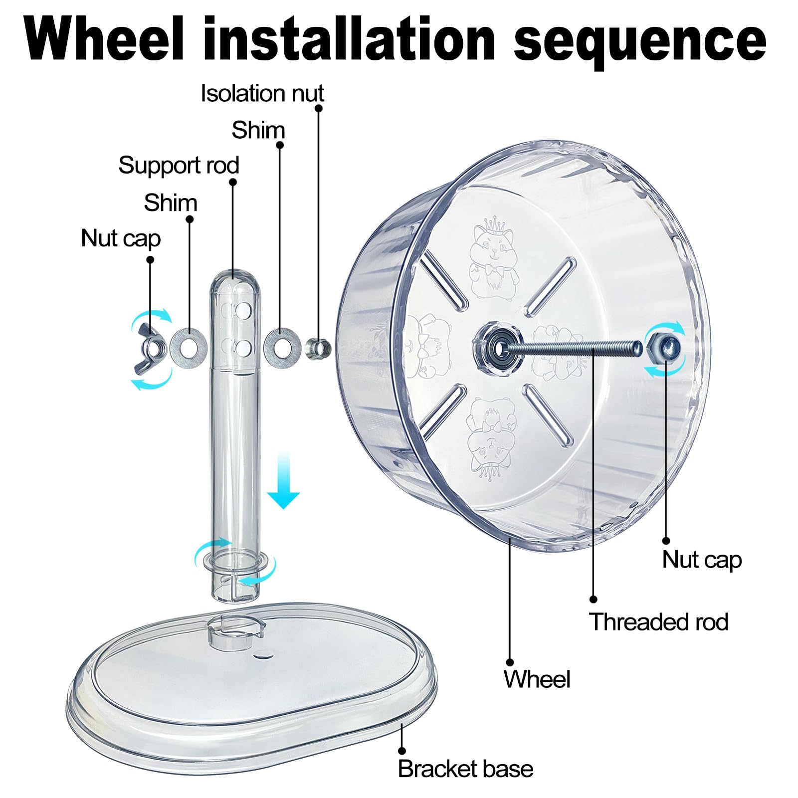lazyyzal Silent Hamster Wheel in cage mount — quick install keeps running space tidy