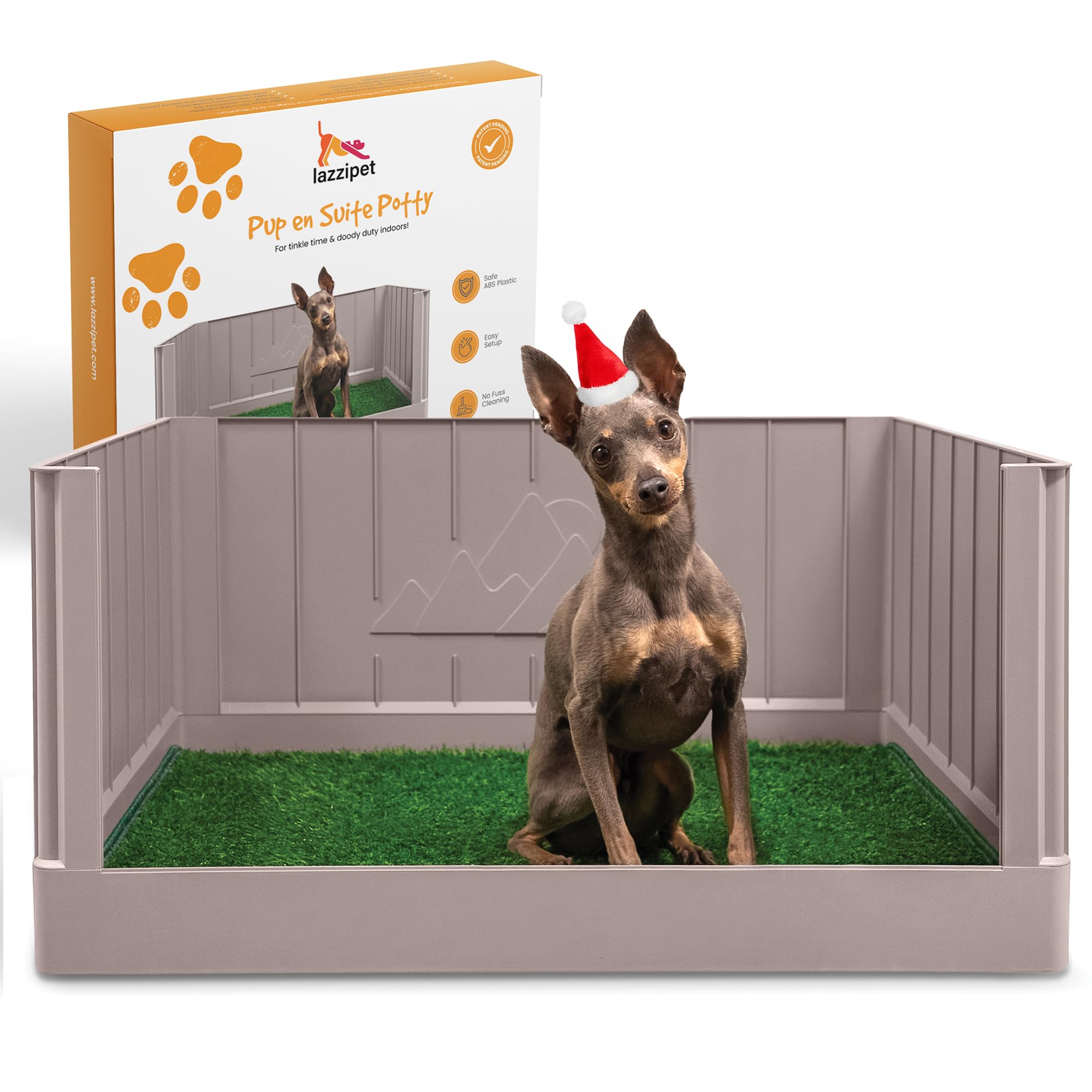 LAZZIPET Pup en Suite Potty base for compact indoor bathroom setup.