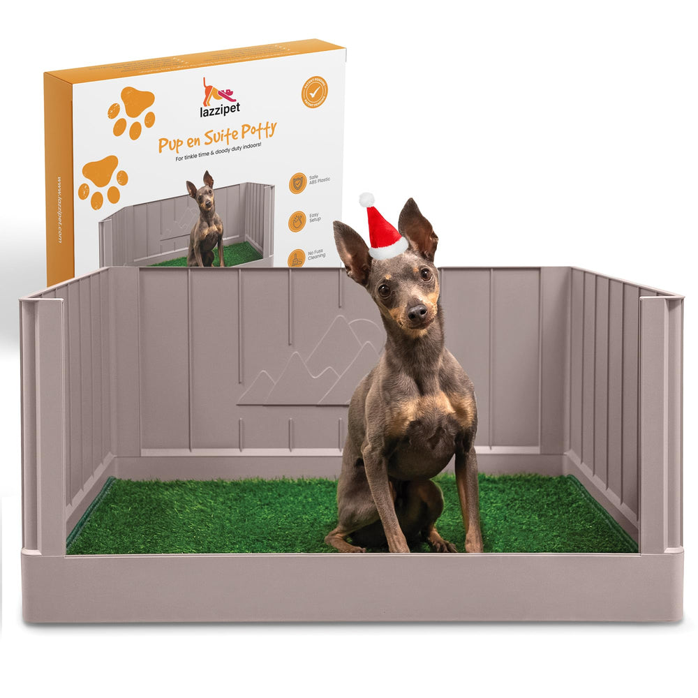 LAZZIPET Pup en Suite Potty base for compact indoor bathroom setup.