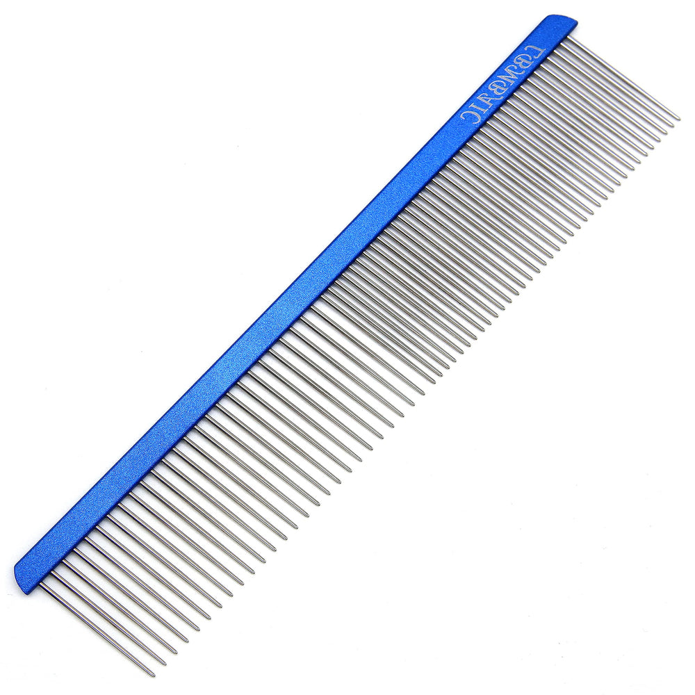 LBMBAIC metal dog grooming comb long teeth pins for deep coat detangling