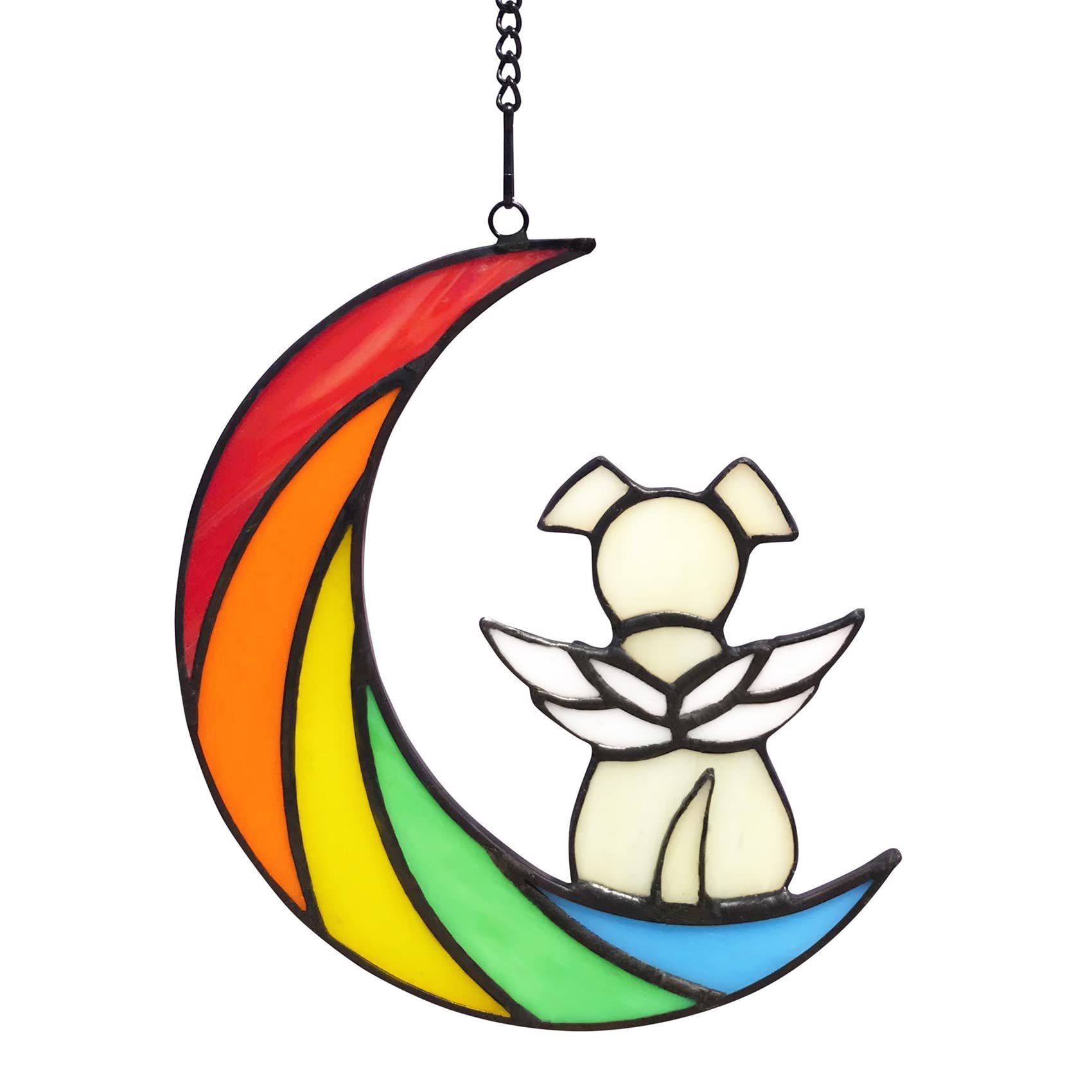 Lcensp rainbow-bridge dog memorial suncatcher catching sunlight to brighten memories