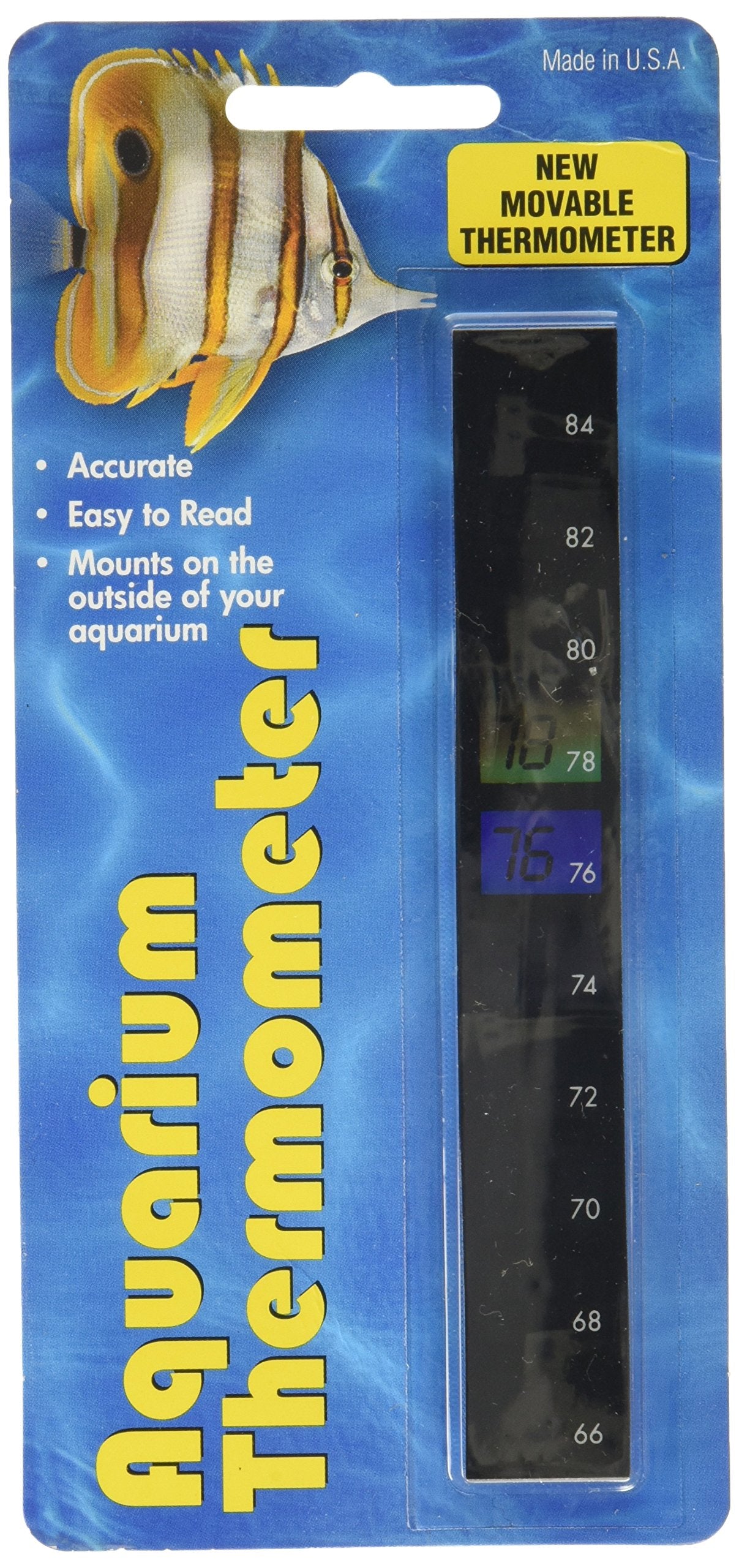 LCR Hallcrest liquid crystal aquarium thermometer vertical offers easy exterior temperature monitoring.