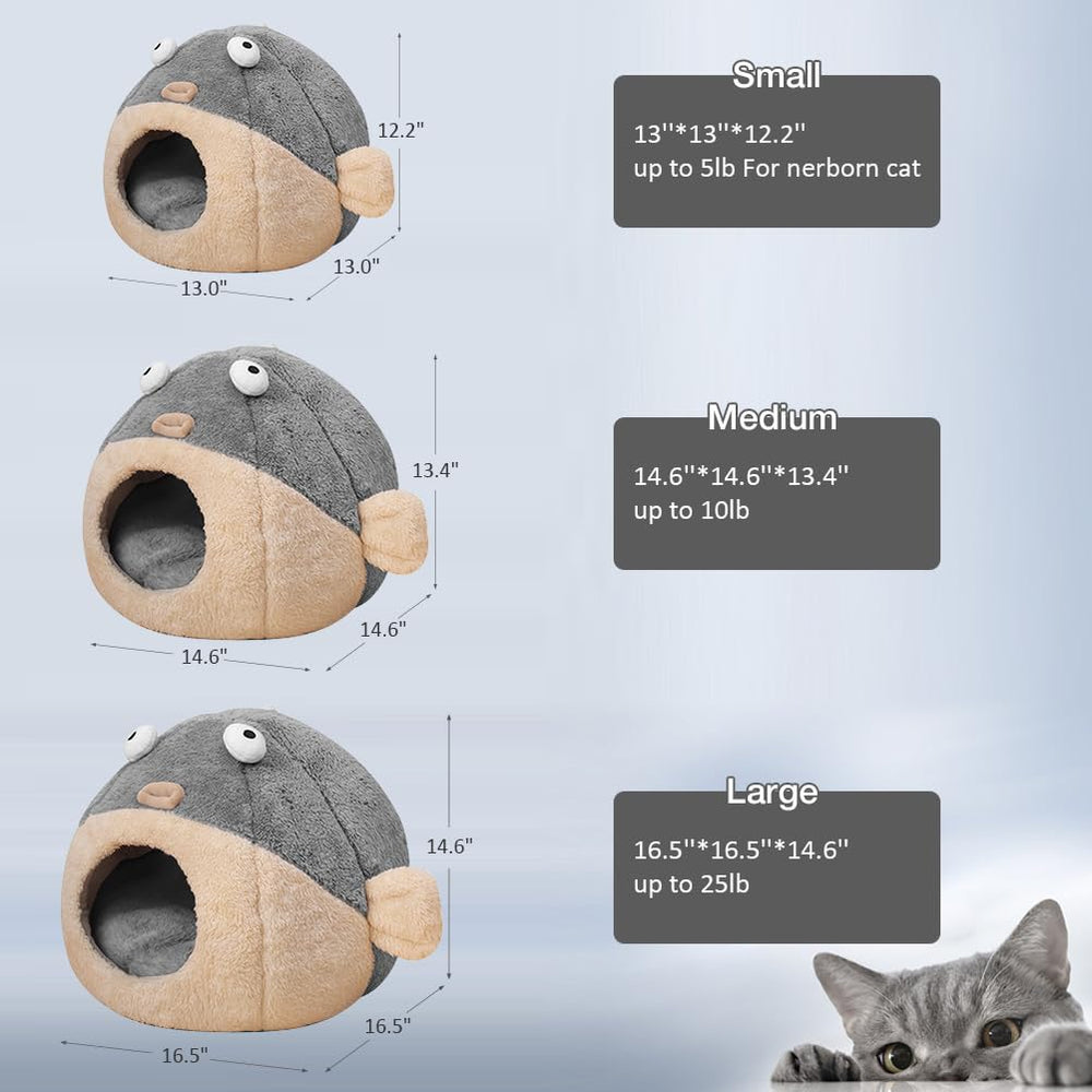Lcybem cat bed cave gray interior view shows plush comfort