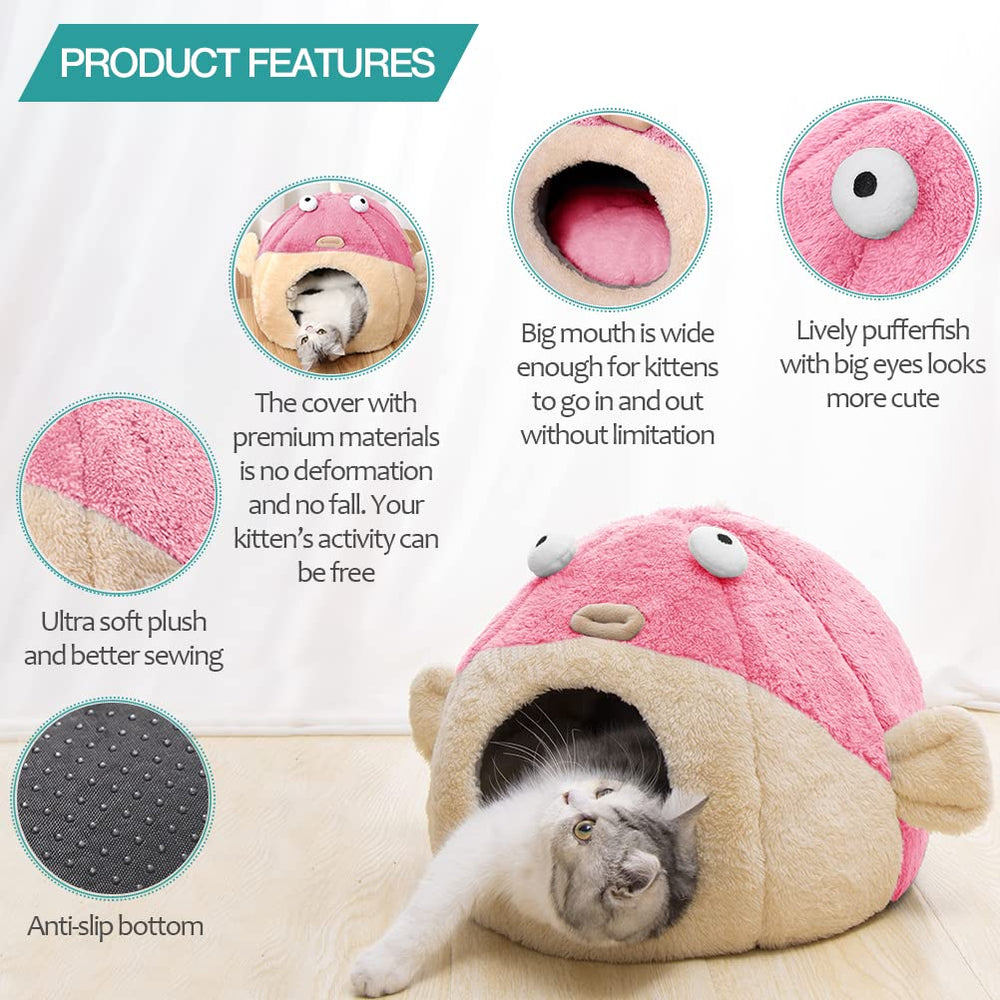 Lcybem cat bed cave removable pillow for easy washing.