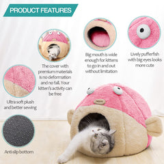 Lcybem cat bed cave removable pillow for easy washing.