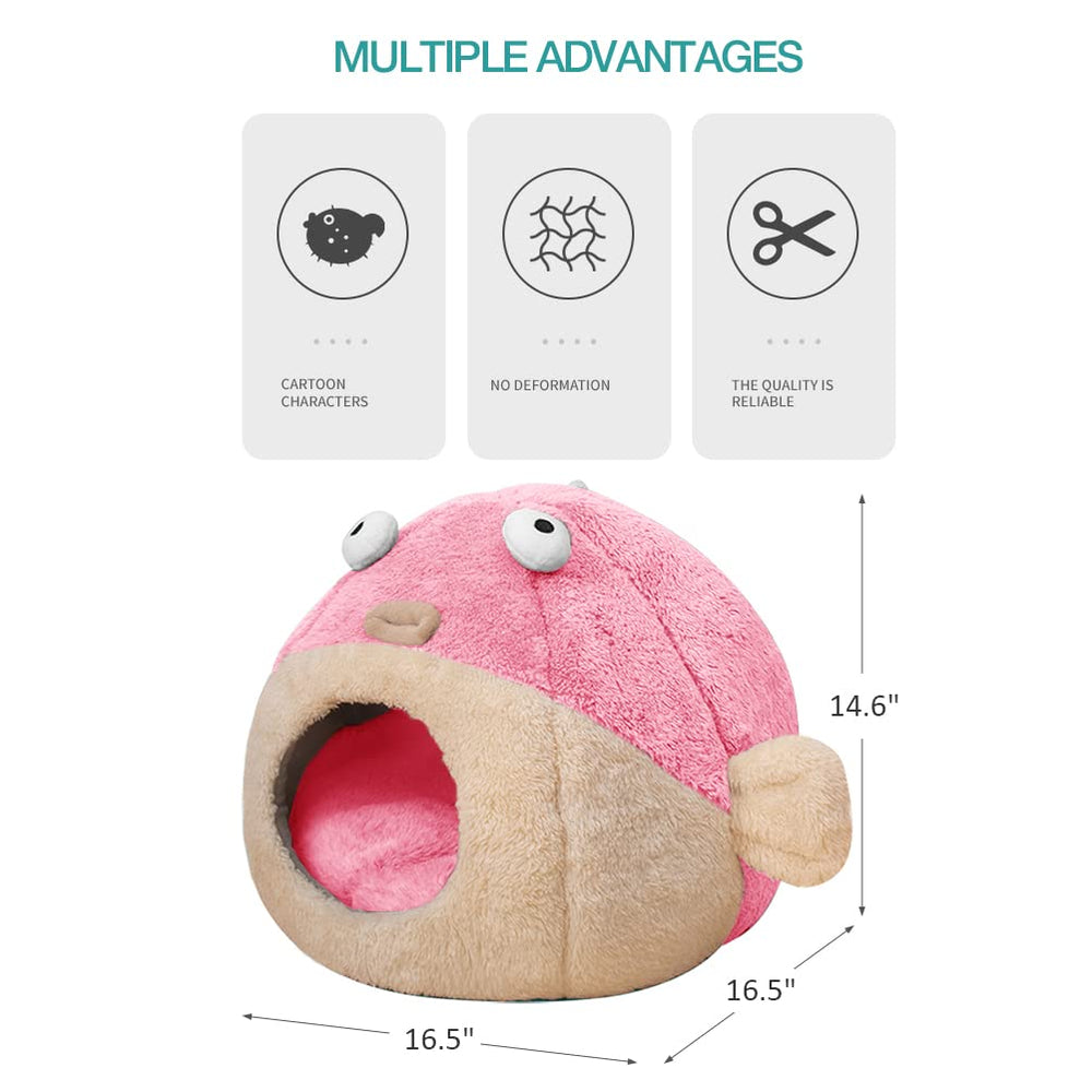 Lcybem cat bed cave pink interior for warm snuggling.