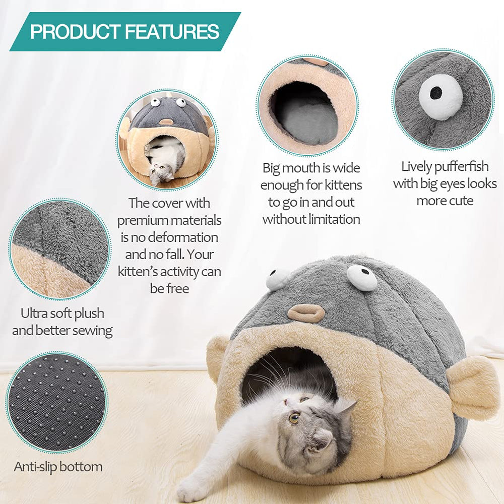 Lcybem cat bed removable pillow gray highlights washable cushion convenience