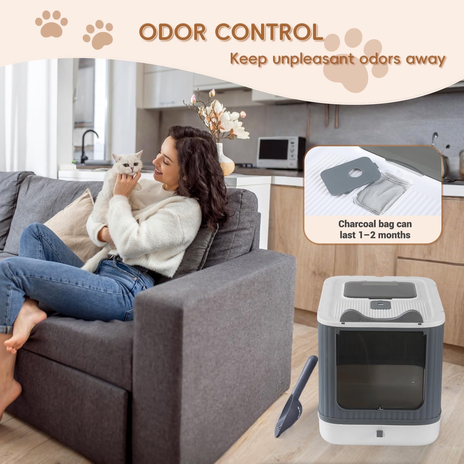 LCZLBRRD included scoop beside drawer supports quick cleaning