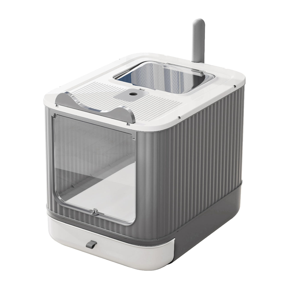 LCZLBRRD upgraded fully enclosed cat litter box with lid for mess-free use.