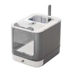 LCZLBRRD upgraded fully enclosed cat litter box with lid for mess-free use.