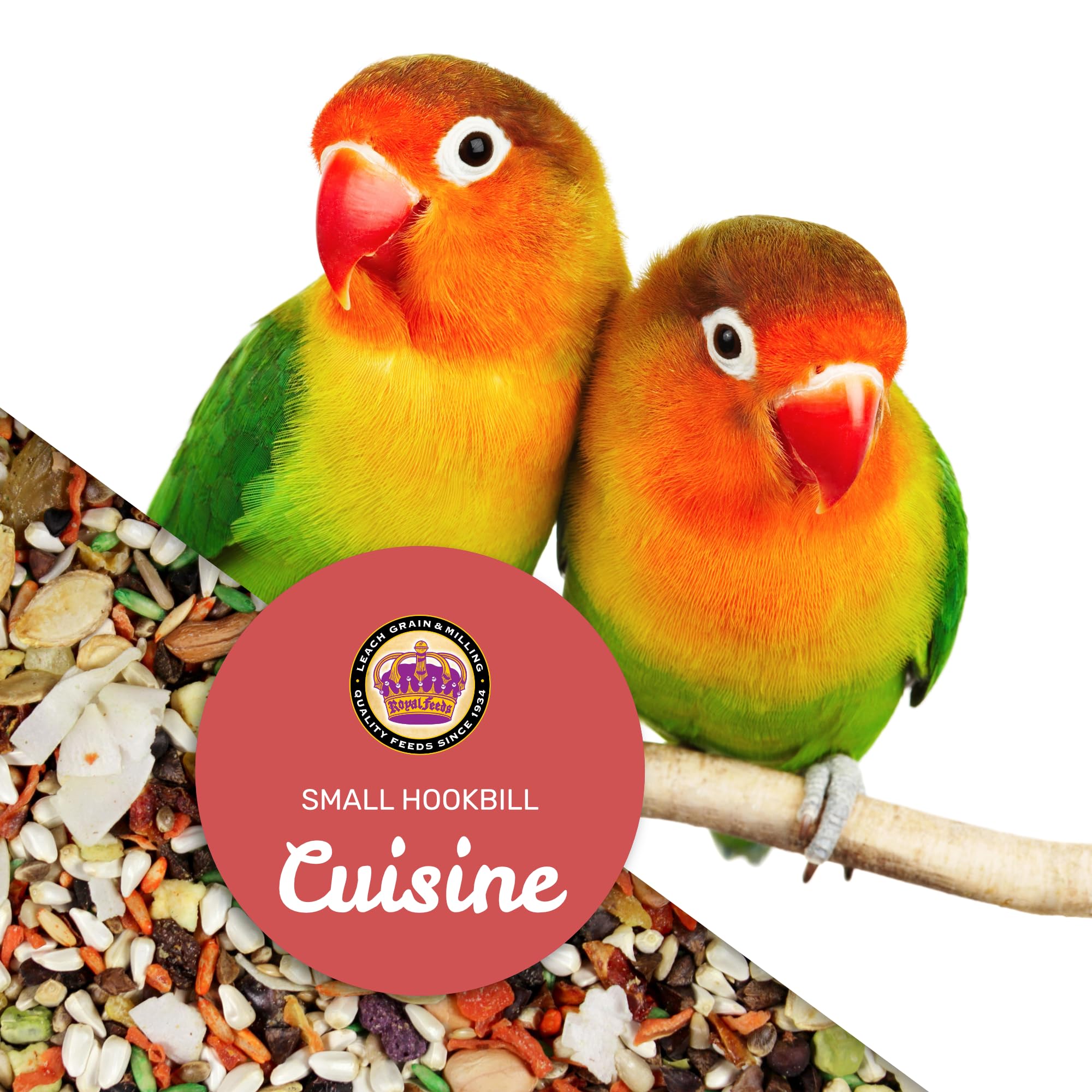 LEACH GRAIN & MILLING CO. Outdoor feeder scene shows attracting diverse backyard birds with nutritious mix