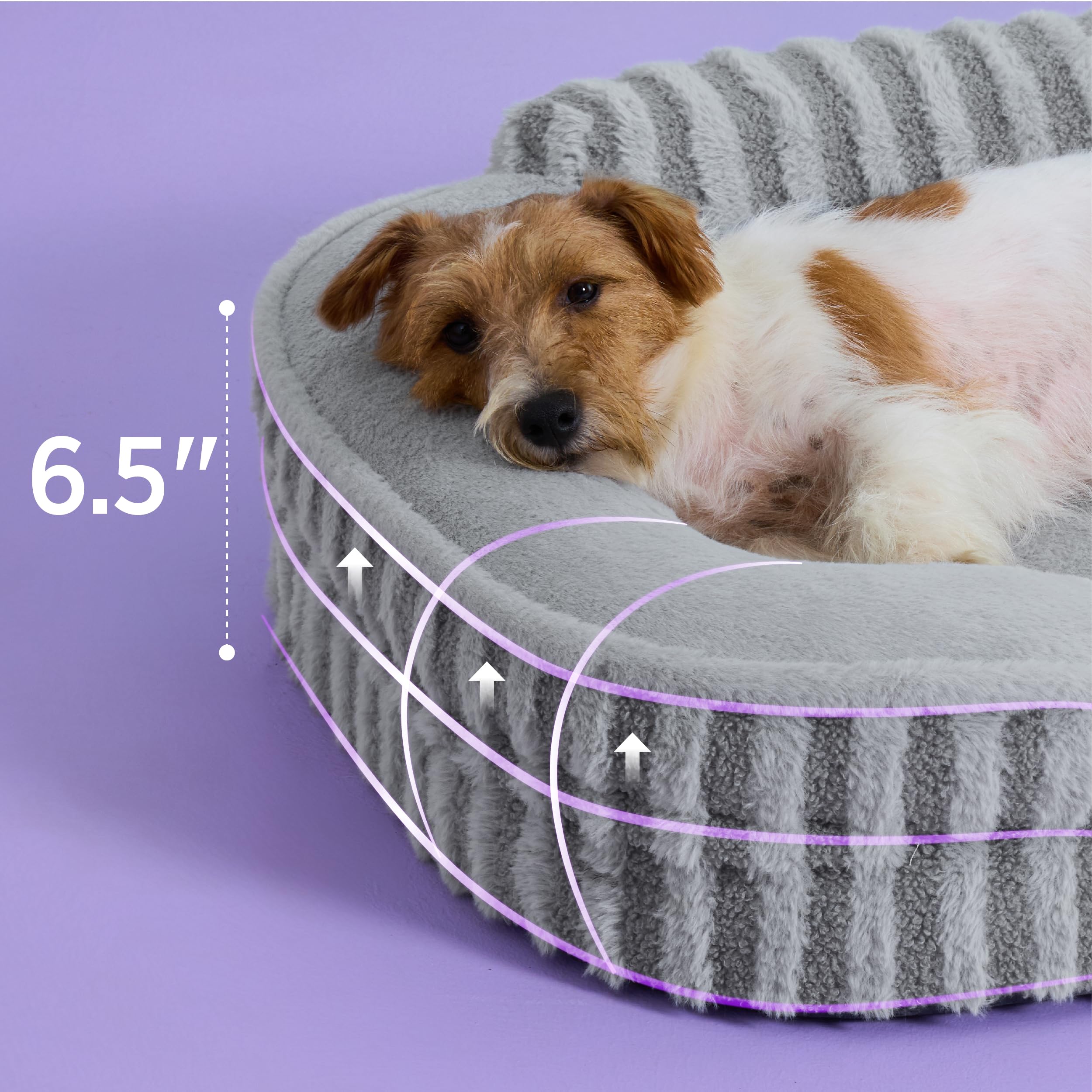 LE SURE dog bed headrest with crushed sponge for extra neck cushioning.
