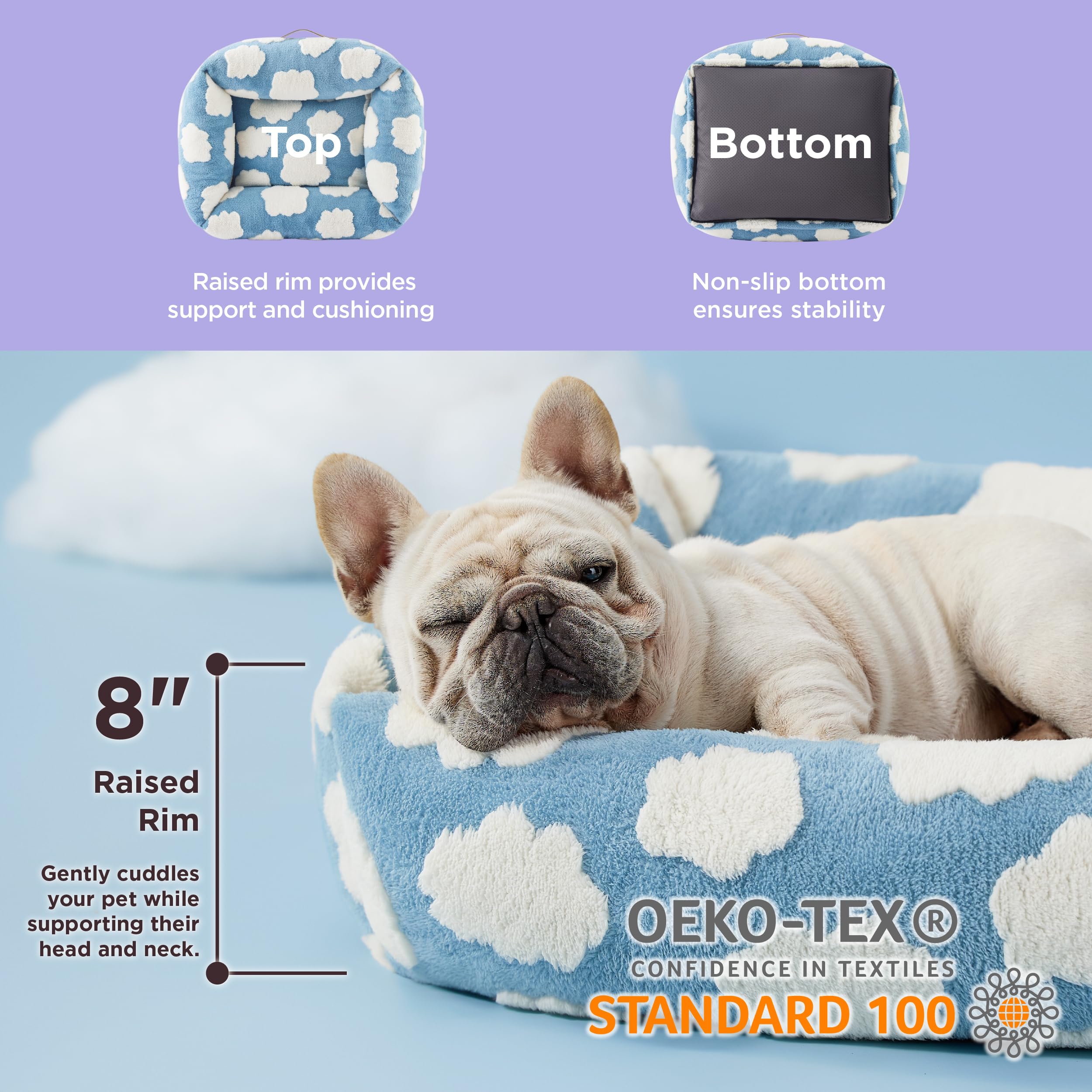 LE SURE dog bed jacquard plush pattern adds chic décor and cozy feel