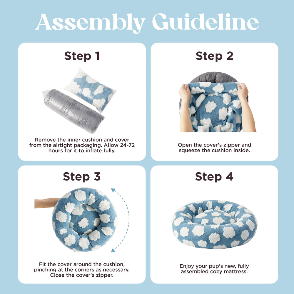 LE SURE Donut Cat Bed blue pattern with Bow adds stylish decor and comfort.