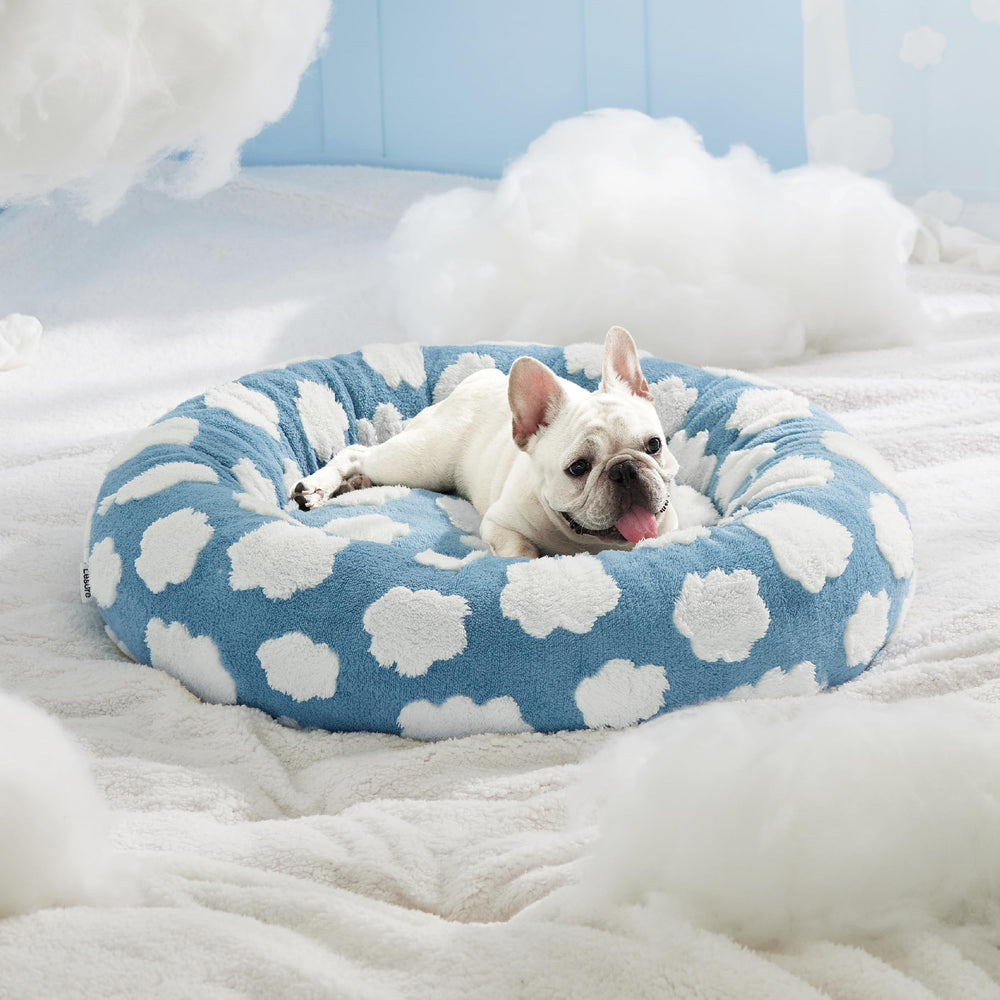 LE SURE Donut Dog Bed blue pattern checkboard design suits modern homes