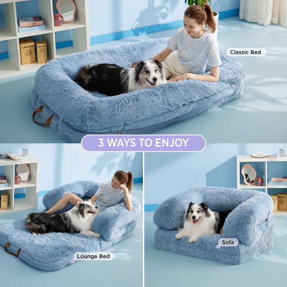 LE SURE foldable bed sofa mode illustrating relaxed seating for gaming or reading