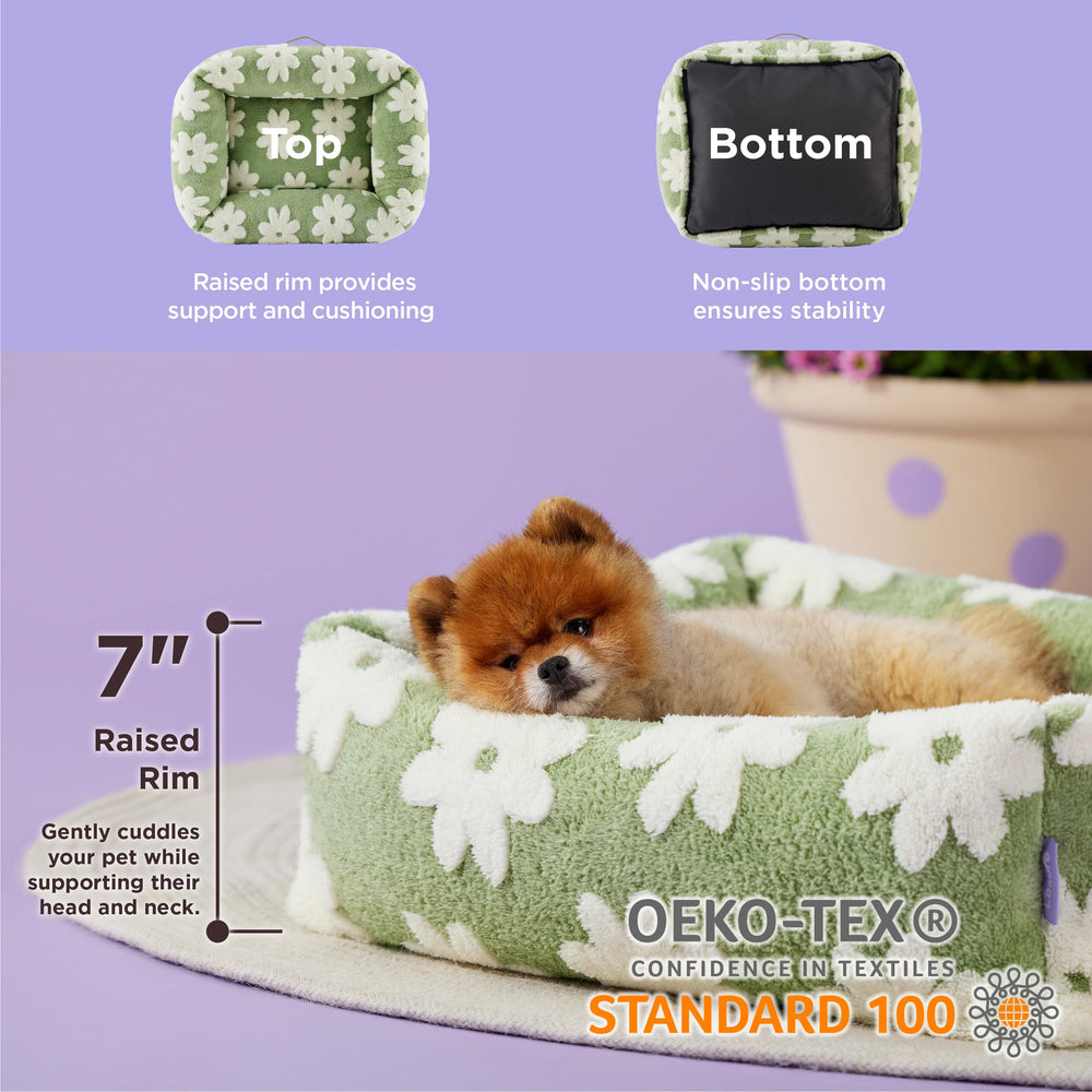 LE SURE rectangle-pet-bed-plush-fabric highlights soft jacquard plush for cozy lounging