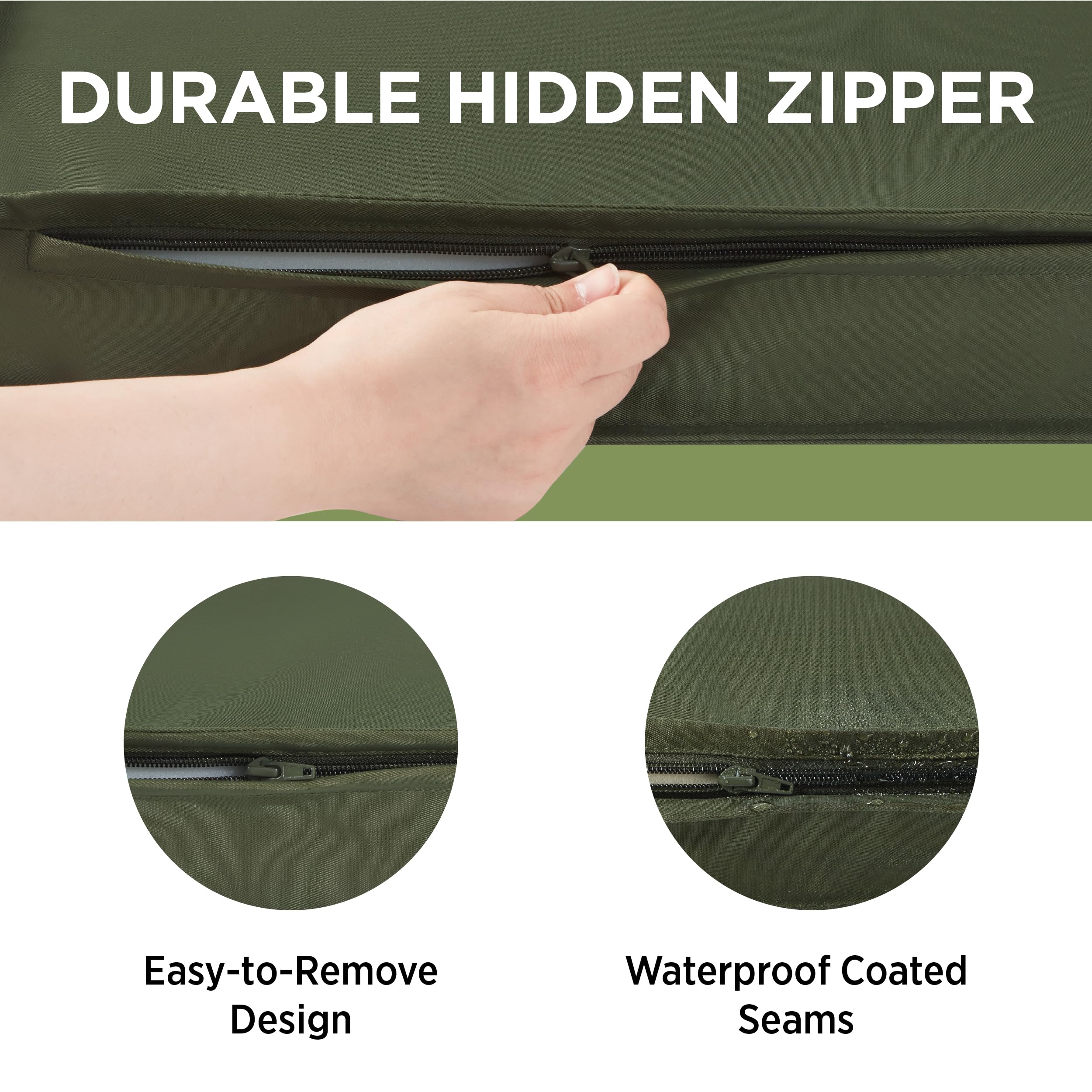 LE SURE green cover labeled machine-washable for easy care.
