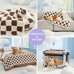 LE SURE 3D cloud pattern image emphasizes stylish pet-friendly living room decor.