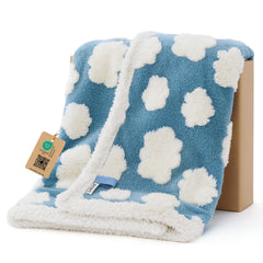 LE SURE waterproof puppy blanket blue top view shows cozy warmth for small dogs