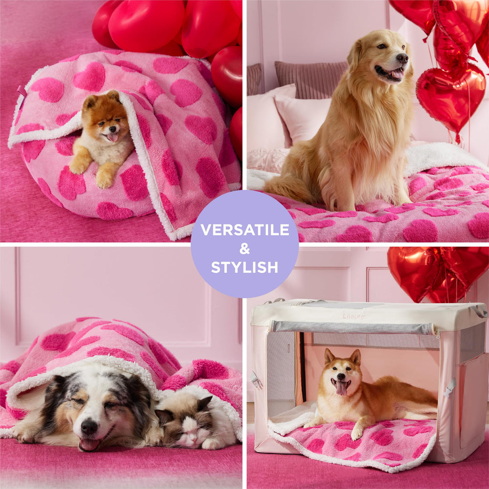 LE SURE waterproof puppy blanket provides couch protection in pink
