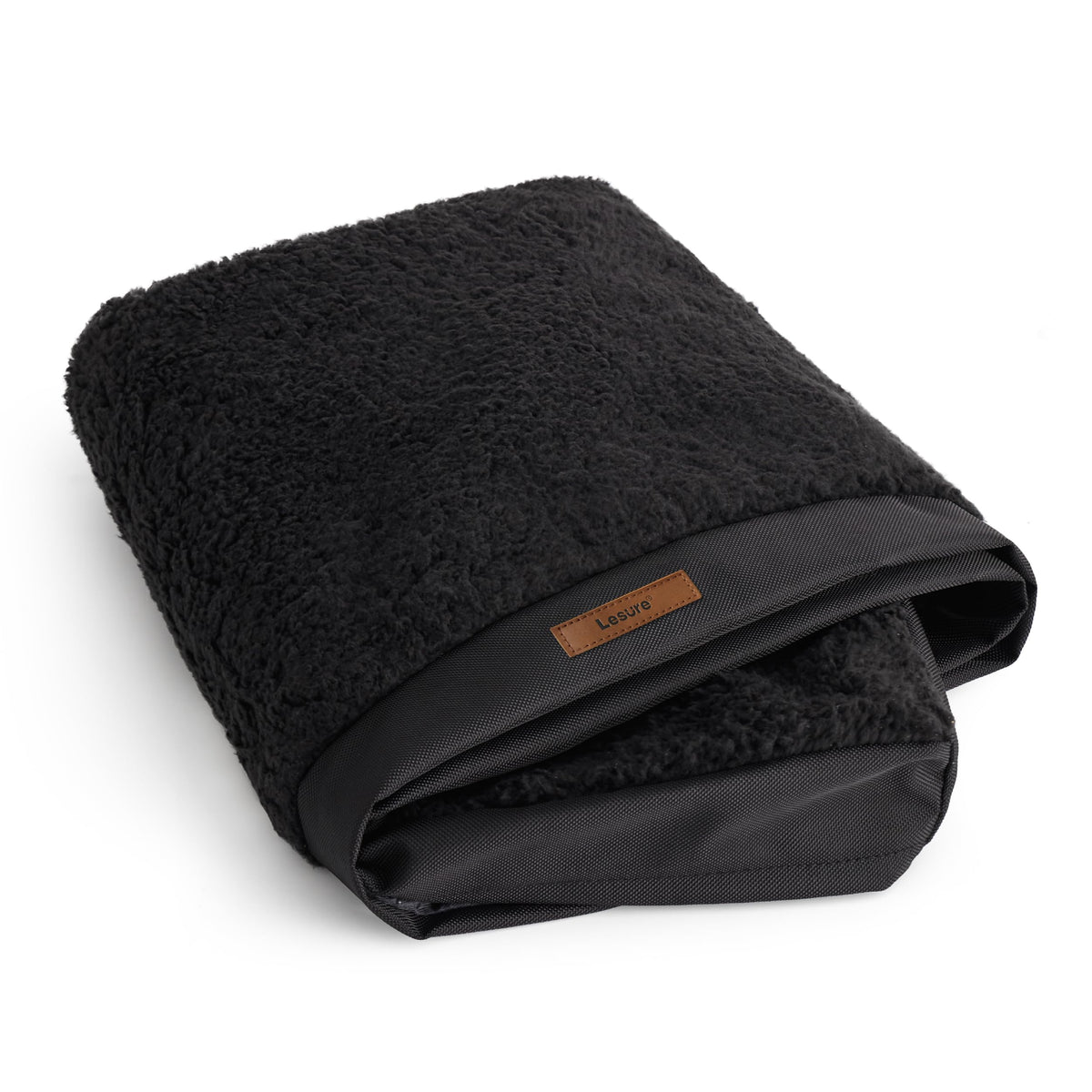 LE SURE XL washable dog bed cover front view with plush sherpa warmth for comfort