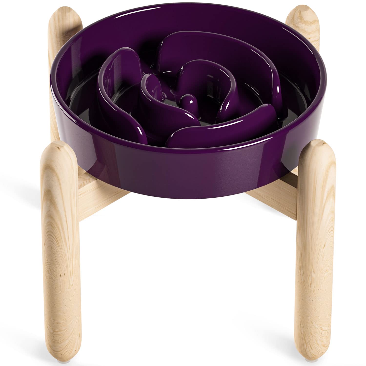 LE TAUCI ceramic slow-feed bowl elevated maze purple promotes slower meals