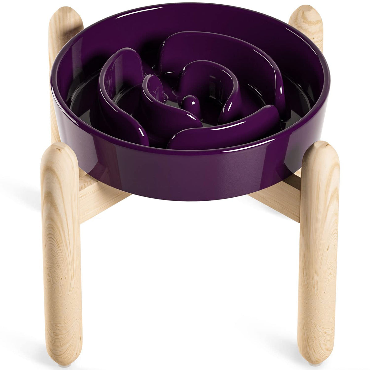 LE TAUCI ceramic slow-feed bowl elevated maze purple promotes slower meals