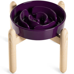 LE TAUCI ceramic slow-feed bowl elevated maze purple promotes slower meals