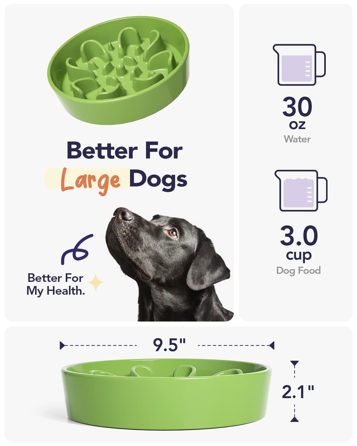 LE TAUCI ceramic slow feeder bowl easy to clean and dishwasher-safe