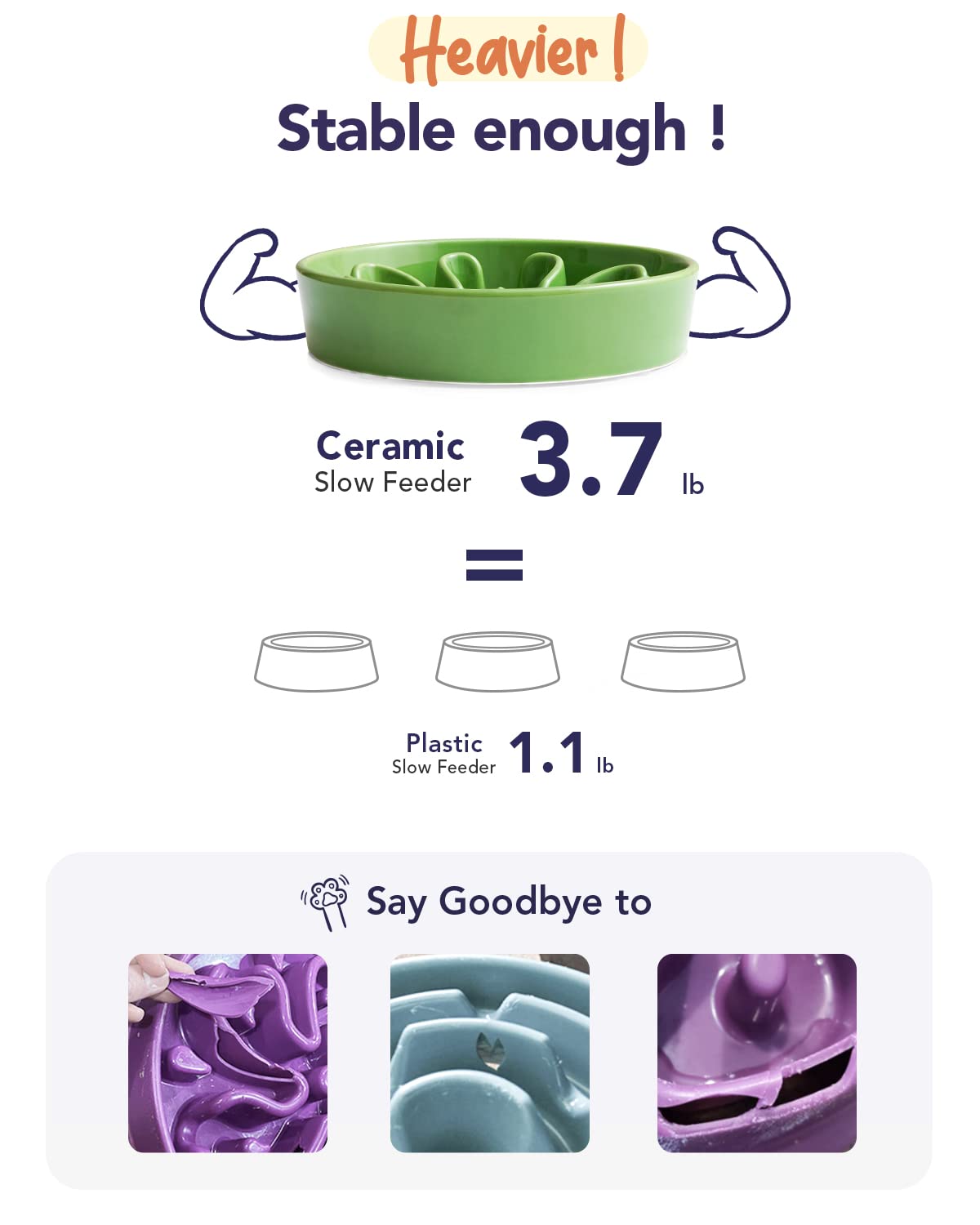 LE TAUCI ceramic slow feeder bowl microwave-safe for reheated meals