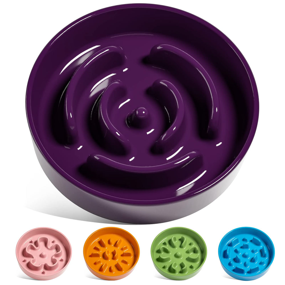 LE TAUCI ceramic slow-feeder bowl purple, front view for slower eating