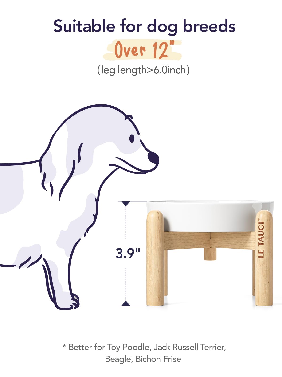 LE TAUCI 0.6-cup capacity bowl ideal for tiny dogs and cats