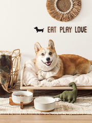 LE TAUCI PET ceramic bowls with wood stand—side view and stability.
