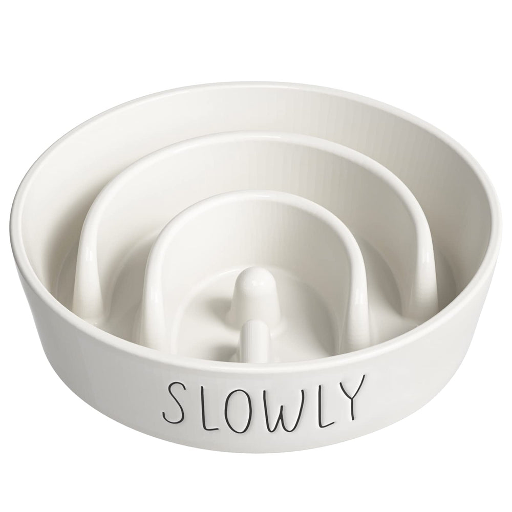 LE TAUCI PET slow feeder ceramic bowl close-up showing ceramic finish for easy cleaning