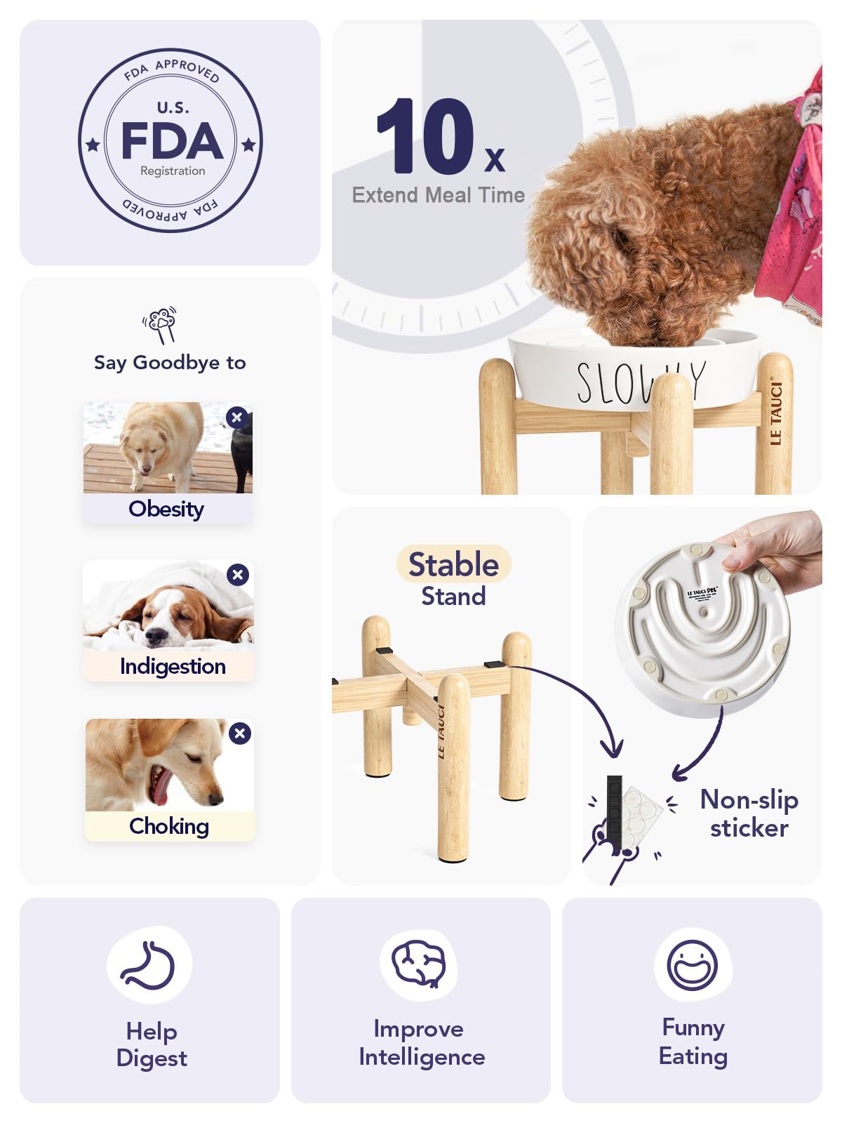 LE TAUCI PET slow feeder maze pattern promotes calm eating