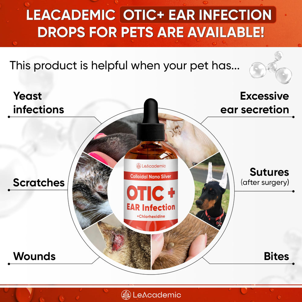 LeAcademic OTIC+ ear cleaner for dogs in action provides gentle cleaning.