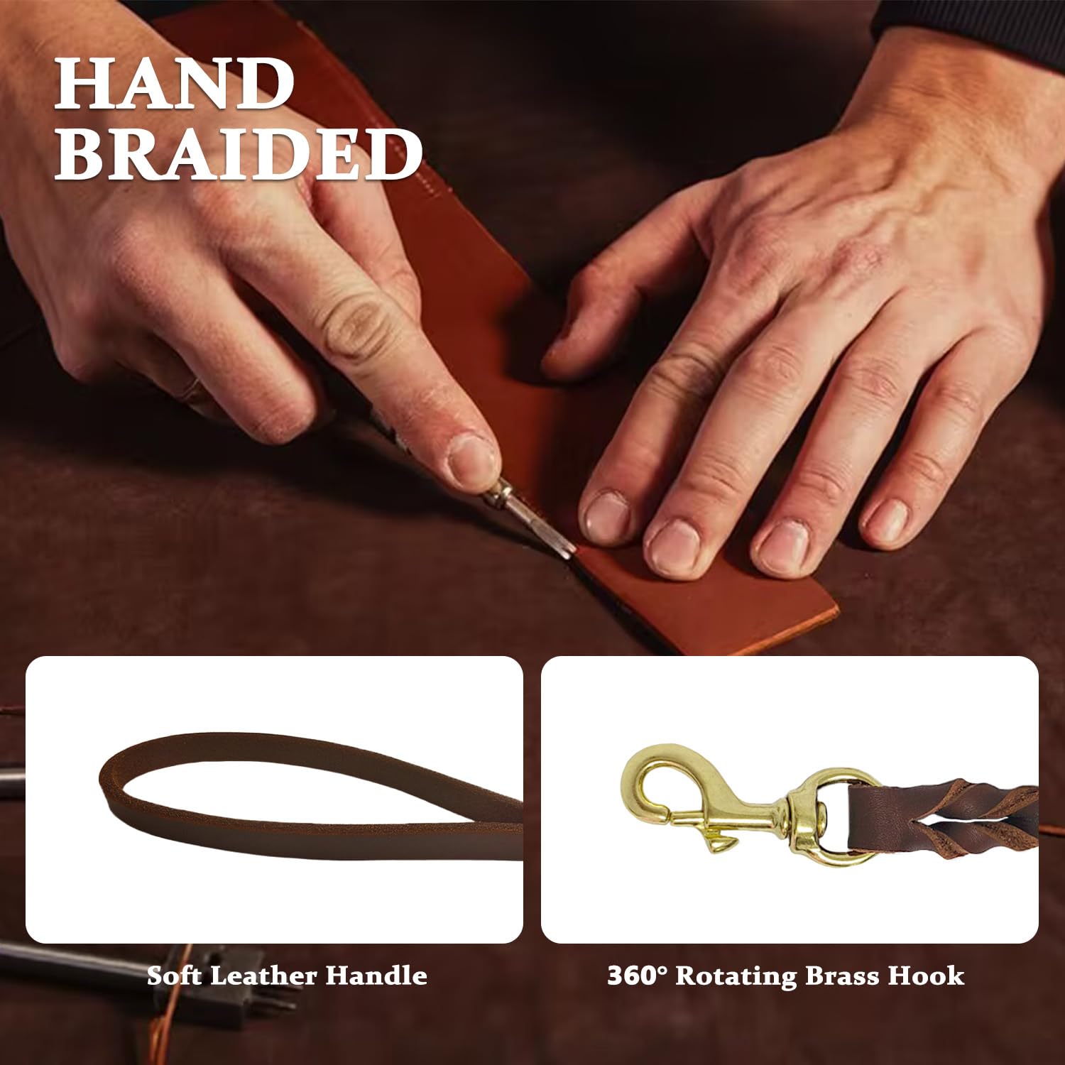 Leadfar heavy-duty braided leash with copper clip for strength
