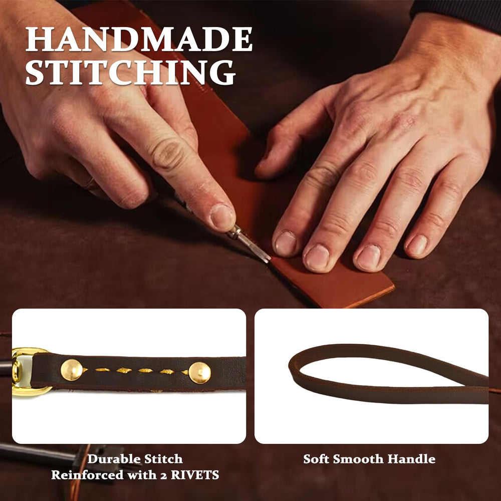 LeadFar Leather Dog Leash 360-degree copper hook reduces twisting during walks