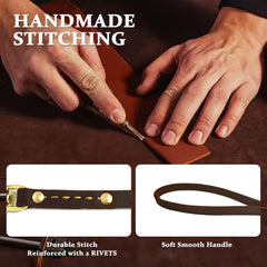 LeadFar Leather Dog Leash 360-degree copper hook reduces twisting during walks