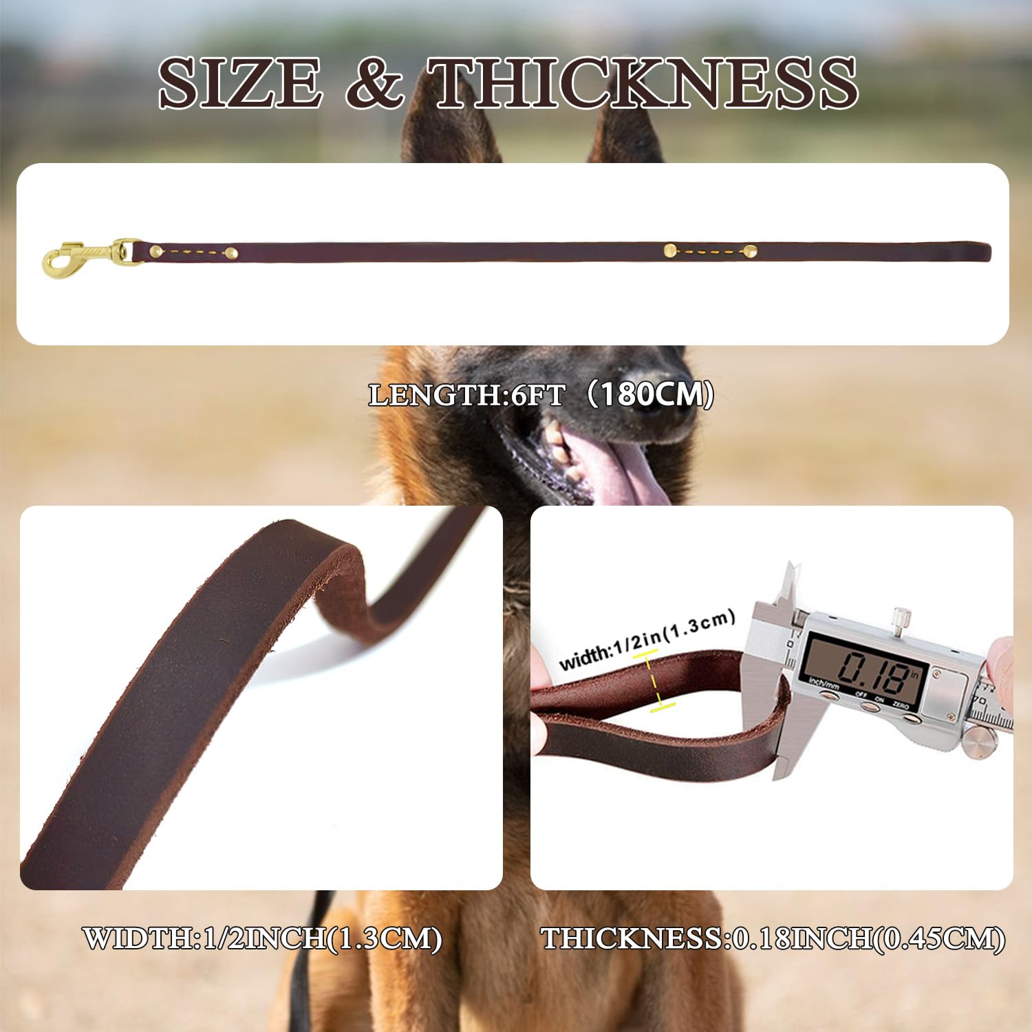 LeadFar Leather Dog Leash durable stitching and rivets for daily use