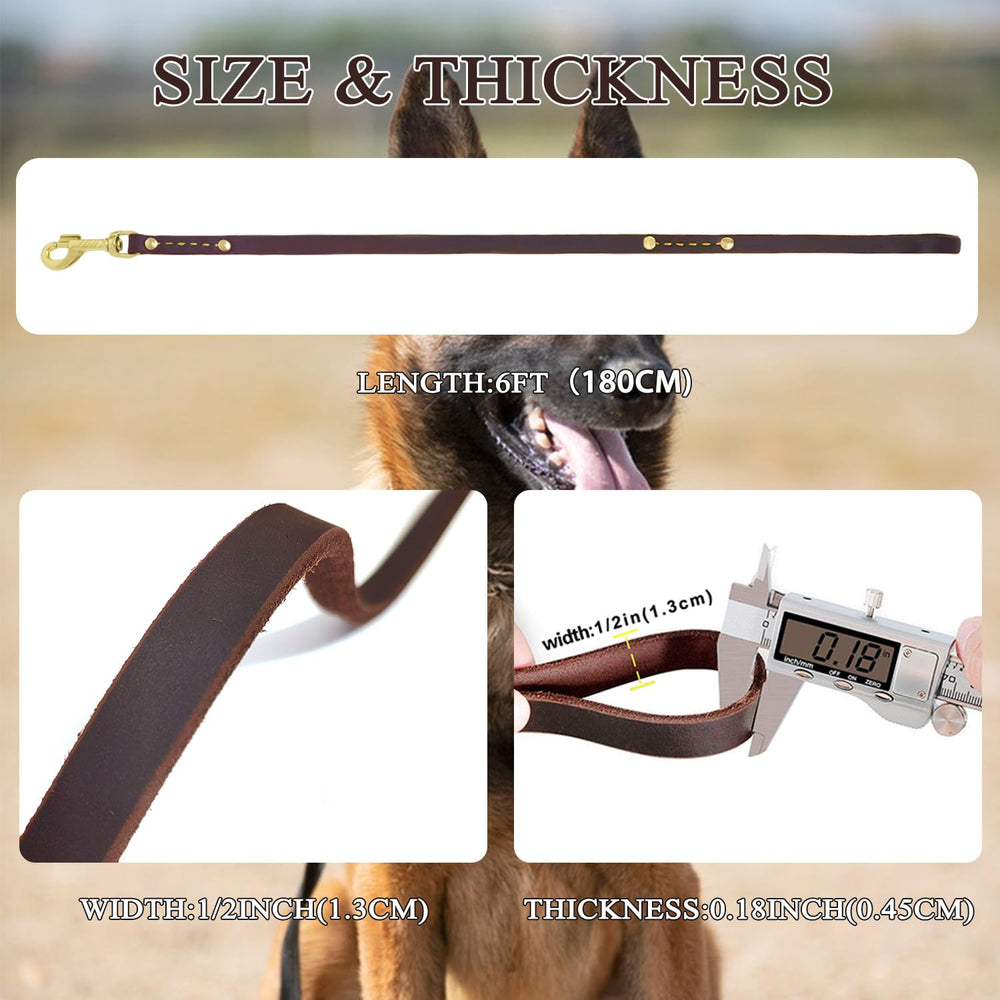LeadFar Leather Dog Leash durable stitching and rivets for daily use