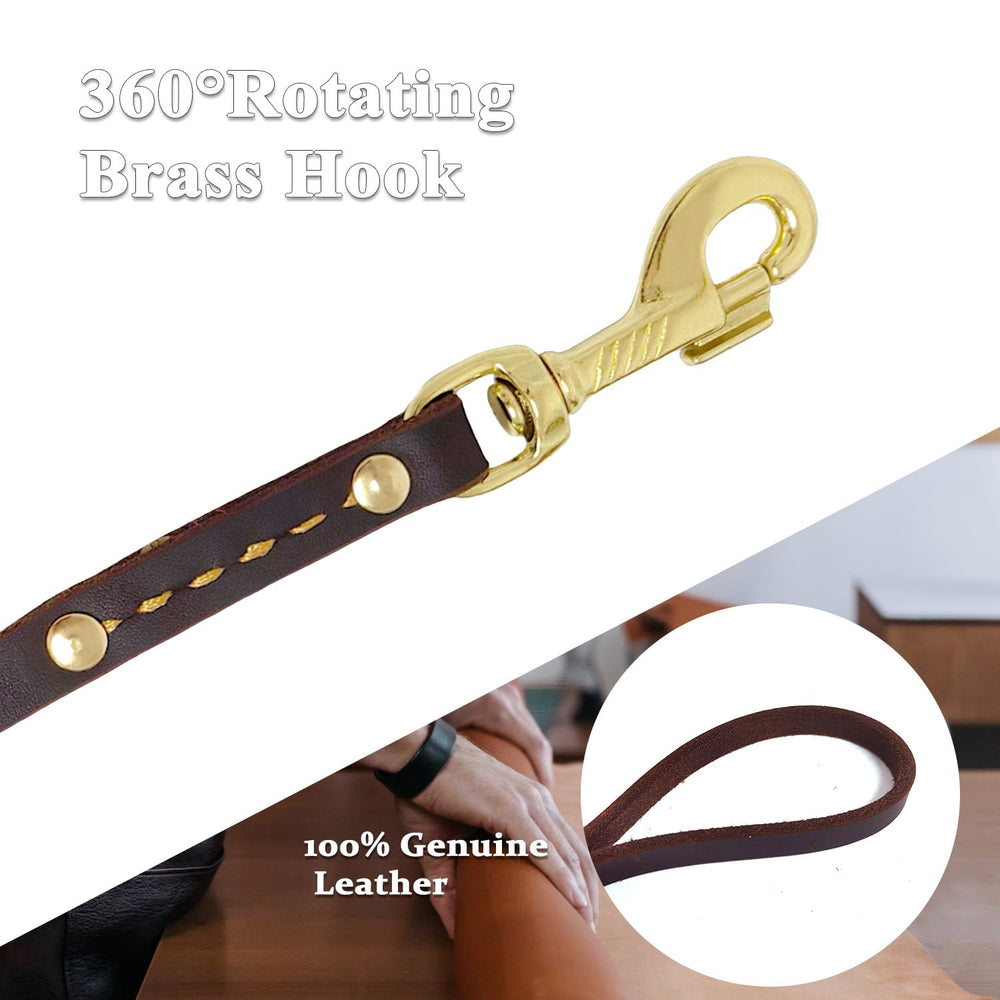LeadFar Leather Dog Leash close-up of luxurious leather texture