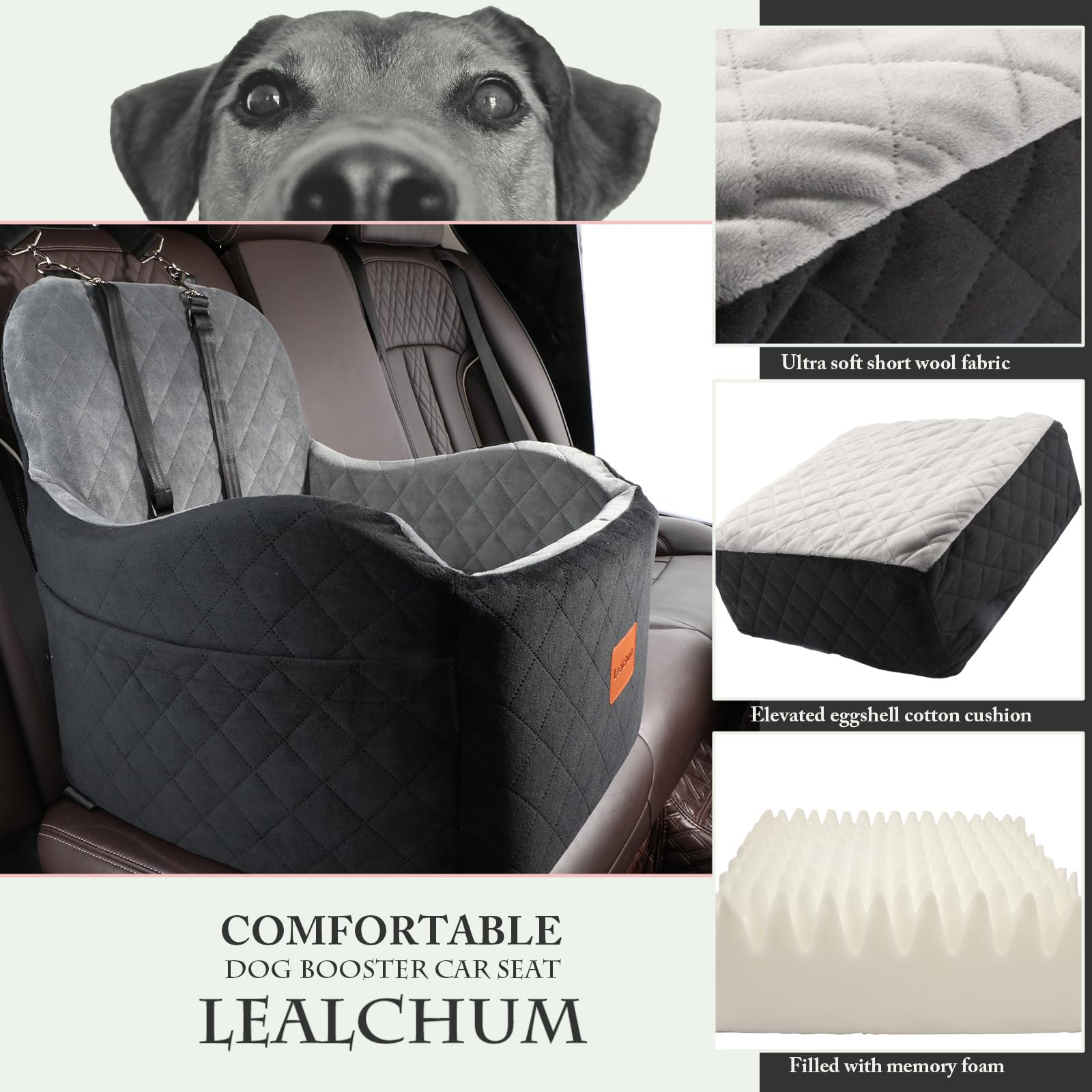 Lealchum dog booster car seat anti-slip base prevents seat movement