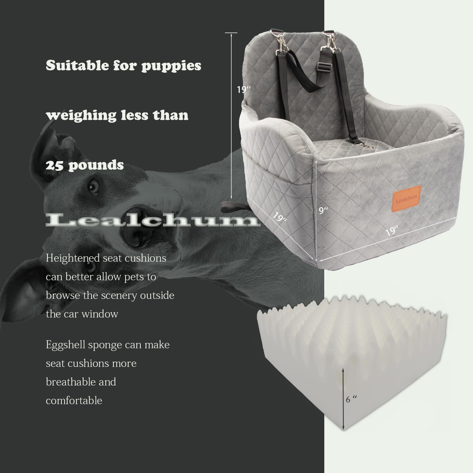 Lealchum booster seat highlights elevated-6in-cushion for better view and support.