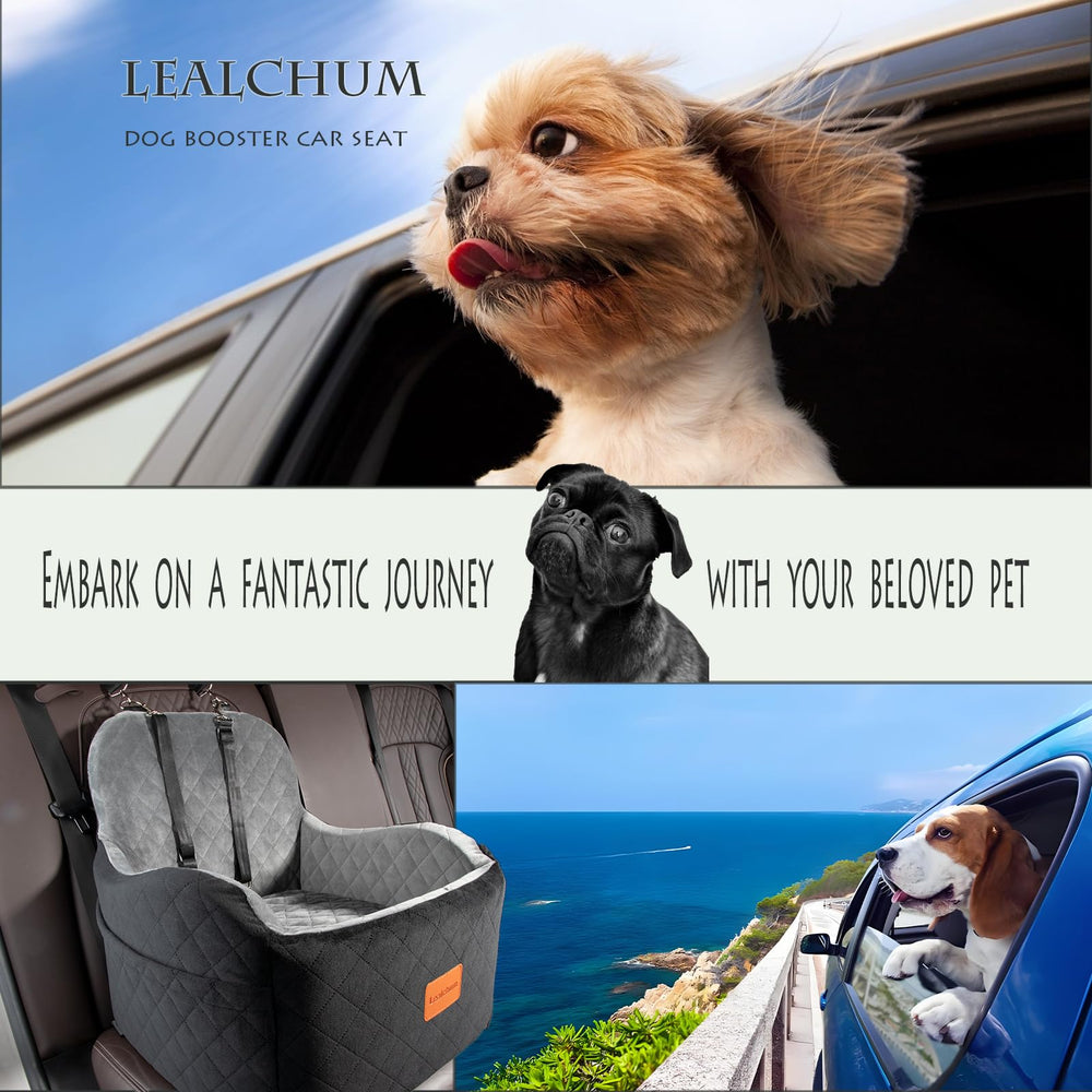 Lealchum dog booster car seat strap system demonstrates secure installation