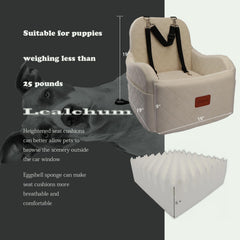 Lealchum dog booster seat beige side view showing harness channel and stability