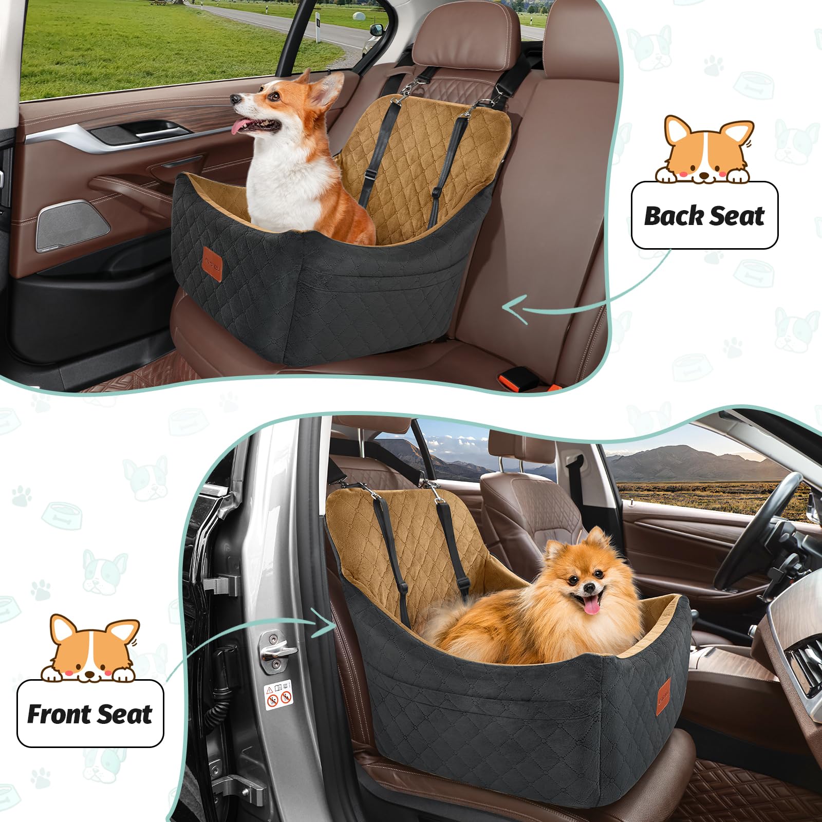 Lealchum Dog Booster Seat installation steps image guides easy setup in minutes.