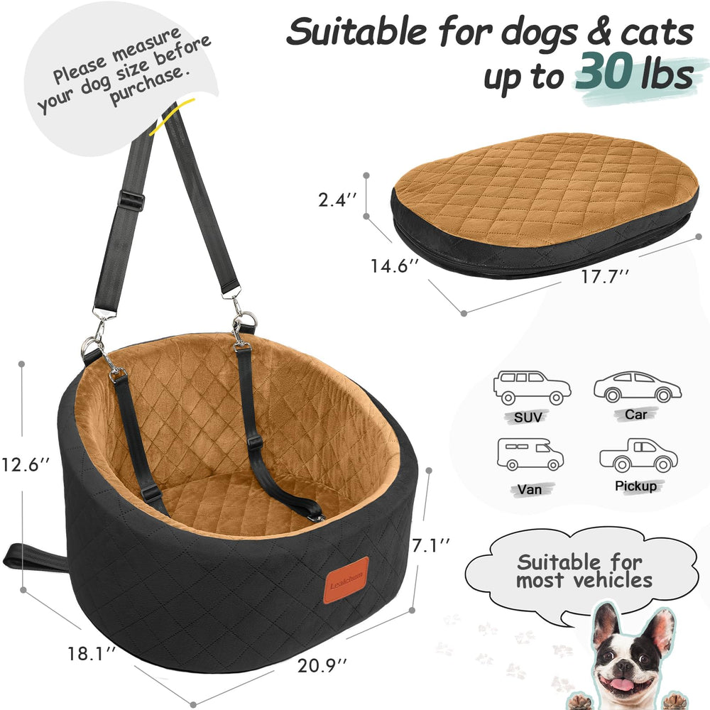 Lealchum dog car seat anti-slip-base keeps the seat stable during travel.
