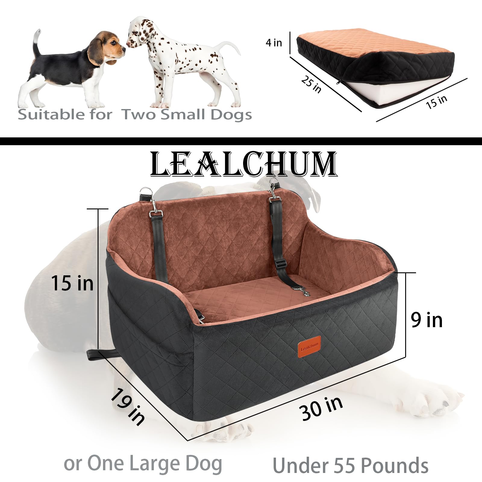 Lealchum dog car seat bottom cushion delivers plush support on long journeys